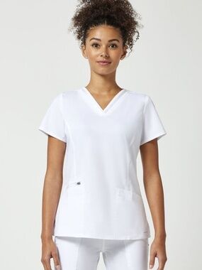 Healing Hands Jasmine Scrub Tops Bundle 2 White V-Neck Stretch Size L